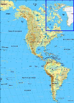 Fisica mapa de America em alemao