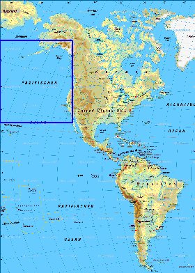 Fisica mapa de America em alemao