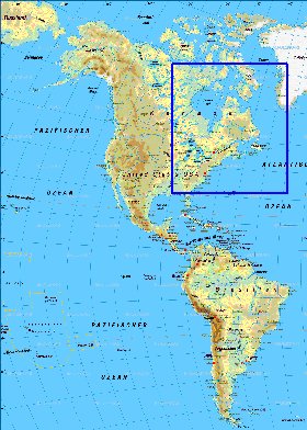 Fisica mapa de America em alemao