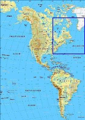 Fisica mapa de America em alemao