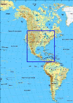 Fisica mapa de America em alemao