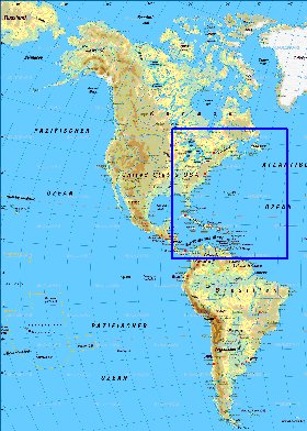 Fisica mapa de America em alemao