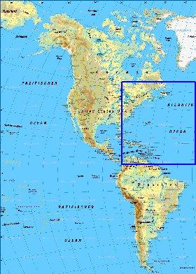 Fisica mapa de America em alemao