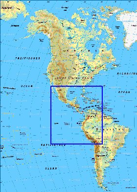 Fisica mapa de America em alemao