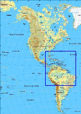 Fisica mapa de America em alemao