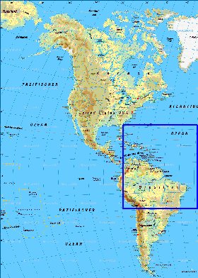 Fisica mapa de America em alemao