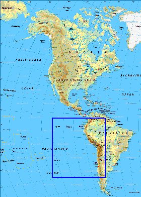 Fisica mapa de America em alemao