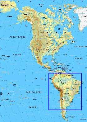 Fisica mapa de America em alemao