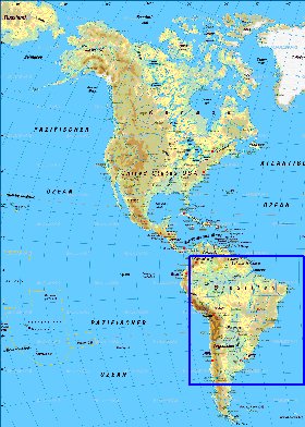 Fisica mapa de America em alemao