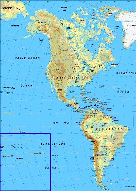 Fisica mapa de America em alemao