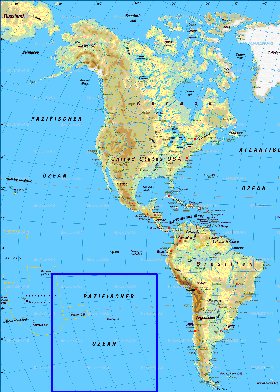 Fisica mapa de America em alemao