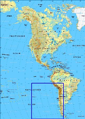 Fisica mapa de America em alemao