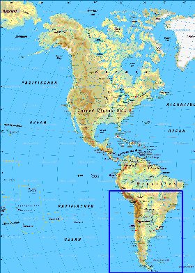 Fisica mapa de America em alemao