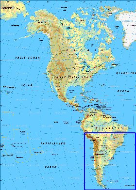 Fisica mapa de America em alemao