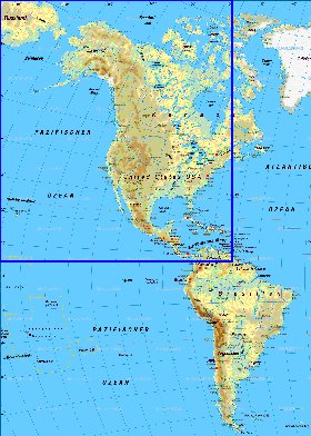 Fisica mapa de America em alemao