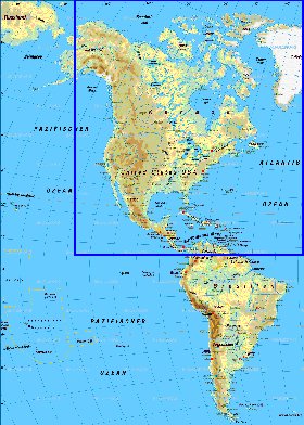 Fisica mapa de America em alemao