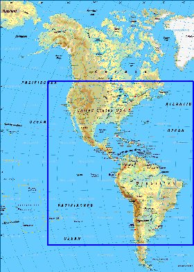 Fisica mapa de America em alemao