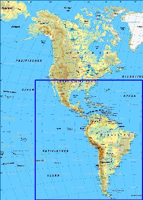 Fisica mapa de America em alemao