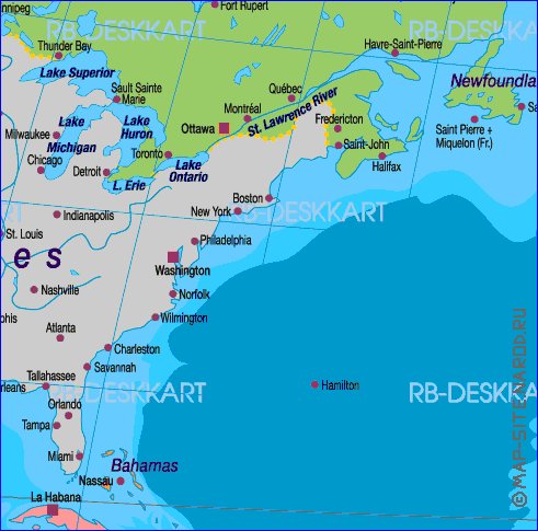 Politique carte de Amerique en allemand