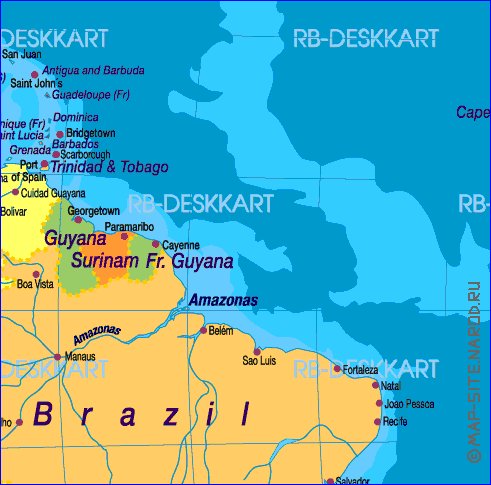 Politique carte de Amerique en allemand