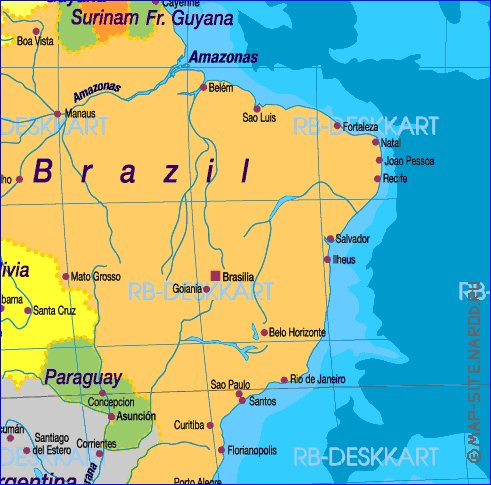 Politique carte de Amerique en allemand