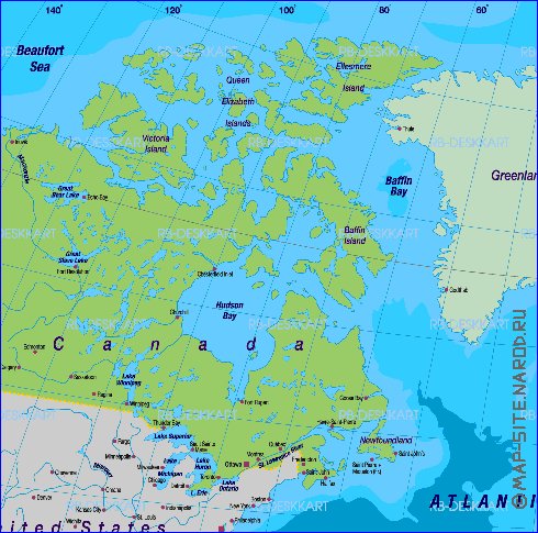 Politique carte de Amerique en allemand