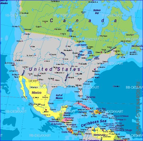 Politique carte de Amerique en allemand