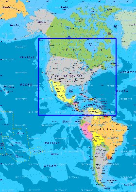 Politique carte de Amerique en allemand