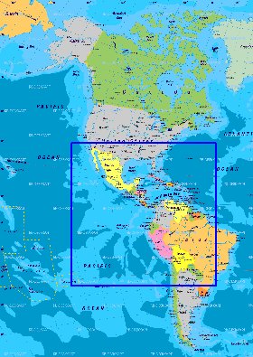 Politique carte de Amerique en allemand