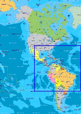 Politique carte de Amerique en allemand