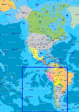 Politique carte de Amerique en allemand