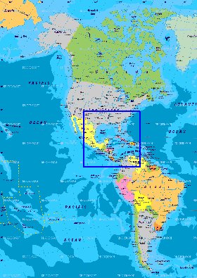 Politique carte de Amerique en allemand