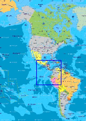 Politique carte de Amerique en allemand