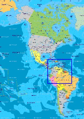 Politique carte de Amerique en allemand