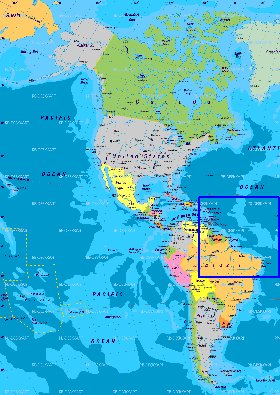 Politique carte de Amerique en allemand