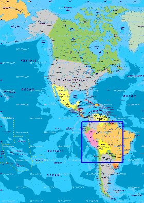 Politique carte de Amerique en allemand