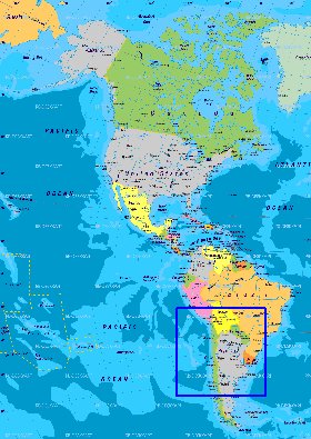 Politique carte de Amerique en allemand