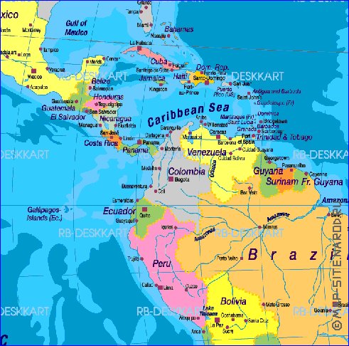 Politique carte de Amerique en allemand