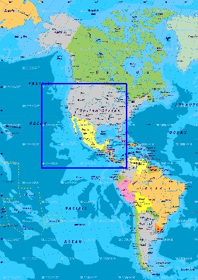 Politique carte de Amerique en allemand