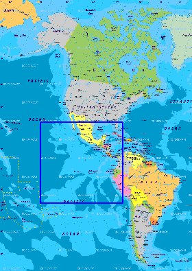 Politique carte de Amerique en allemand