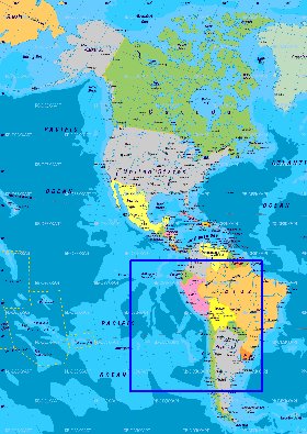 Politique carte de Amerique en allemand