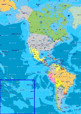 Politique carte de Amerique en allemand