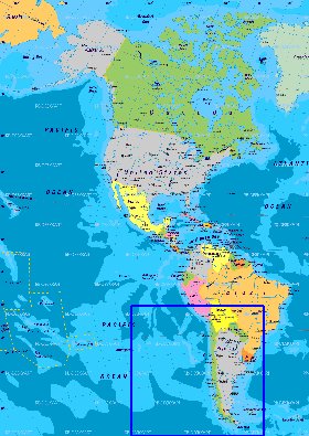 Politique carte de Amerique en allemand