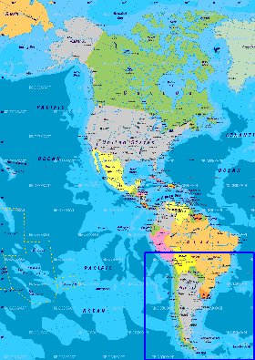 Politique carte de Amerique en allemand