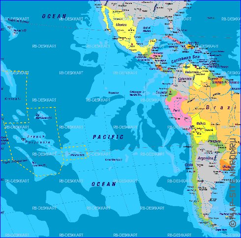 Politique carte de Amerique en allemand