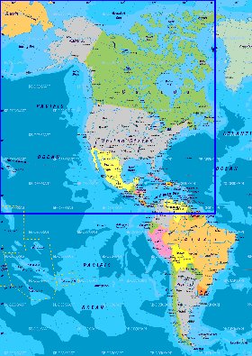 Politique carte de Amerique en allemand