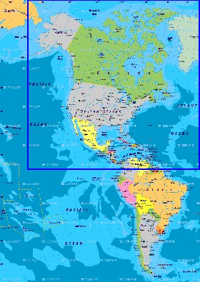 Politique carte de Amerique en allemand