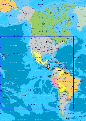 Politique carte de Amerique en allemand