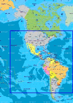 Politique carte de Amerique en allemand