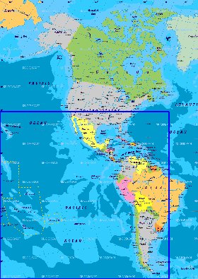 Politique carte de Amerique en allemand